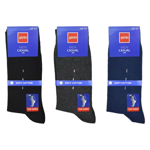 Şirin 7150-6 Kutulu Dört Mevsim Ter Emici Erkek Penye Soket Çorap 12'li