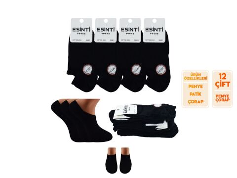 Esinti 29-Siyah Bayan Penye Sneakers 12'li