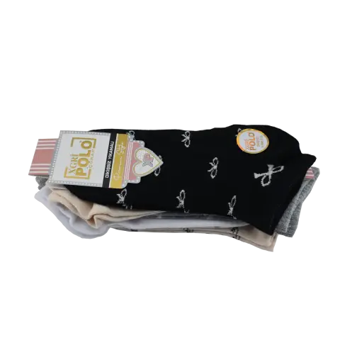 XGRİ POLO B-87-4 (35-40) Yıkamalı Dikişsiz Bayan Penye Patik Çorap 12'li