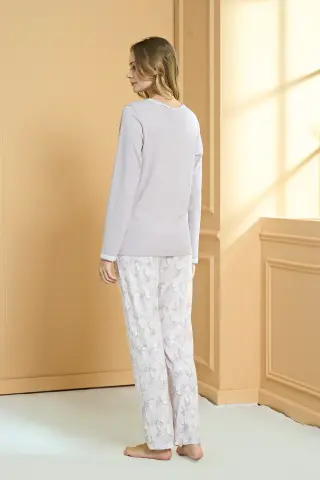 Pijadore 2239-B (2XL-3XL-4XL-5XL) Battal Beden Uzun Kollu Bayan Pijama Takım 4'lü
