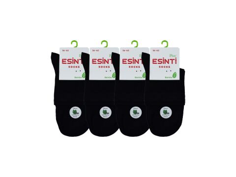 Esinti 32-Siyah Dikişsiz Yarım Konç Bayan Bambu Patik 12'li