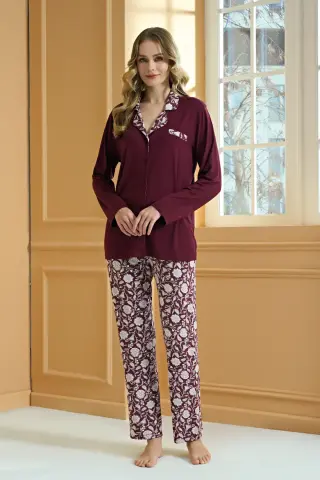 Pijadore 2252 (M-L-XL-XXL) Uzun Kollu Bayan Pijama Takım 4'lü