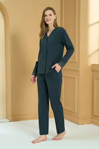 Pijadore 2204 (M-L-XL-XXL) Uzun Kollu Bayan Pijama Takım 4'lü
