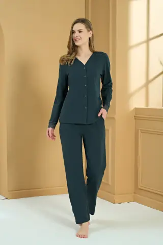 Pijadore 2204 (M-L-XL-XXL) Uzun Kollu Bayan Pijama Takım 4'lü