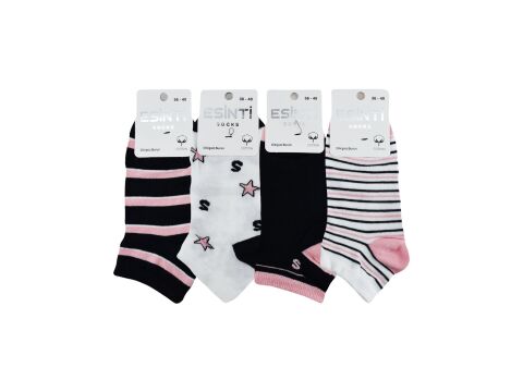 Esinti 30-36 Naturel Pamuk Dikişsiz Bayan Patik 12'li