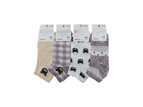 Esinti 30-38 Naturel Pamuk Dikişsiz Bayan Patik 12'li