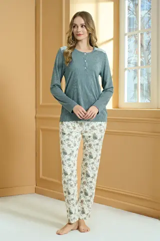 Pijadore 2235 (M-L-XL-XXL) Uzun Kollu Bayan Pijama Takım 4'lü