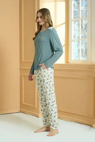 Pijadore 2235 (M-L-XL-XXL) Uzun Kollu Bayan Pijama Takım 4'lü