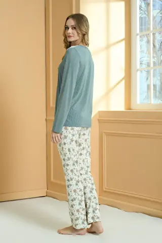 Pijadore 2235 (M-L-XL-XXL) Uzun Kollu Bayan Pijama Takım 4'lü