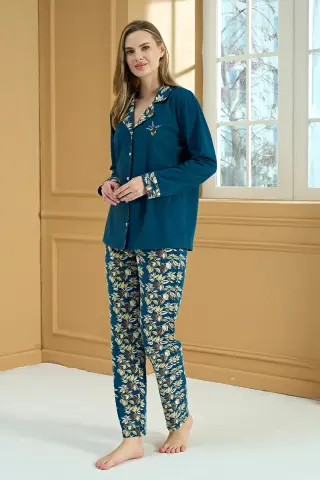 Pijadore 2224 (M-L-XL-XXL) Uzun Kollu Bayan Pijama Takım 4'lü