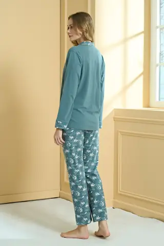 Pijadore 2218 (M-L-XL-XXL) Uzun Kollu Bayan Pijama Takım 4'lü