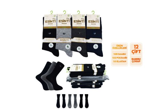 Esinti 25-10 Dikişsiz Kokulu Erkek Bambu Soket 12'li