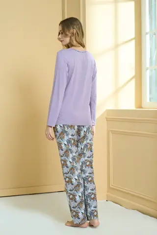 Pijadore 2247 (M-L-XL-XXL) Uzun Kollu Bayan Pijama Takım 4'lü