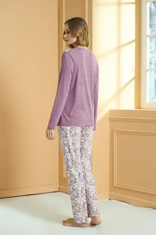 Pijadore 2241 (M-L-XL-XXL) Uzun Kollu Bayan Pijama Takım 4'lü