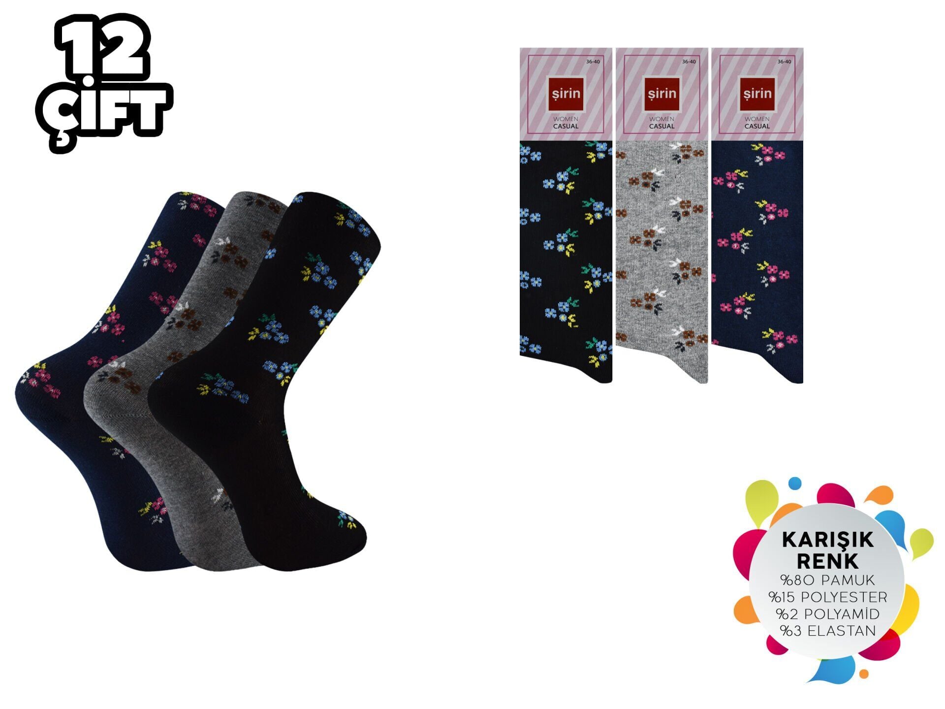Şirin 4000-42 Dikişsiz Bayan Penye Çorap 12'li