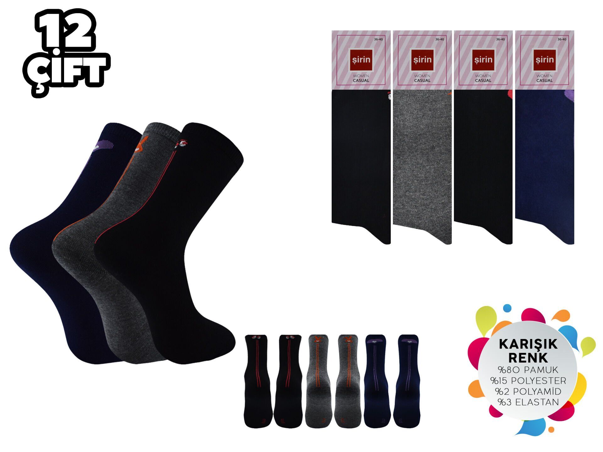 Şirin 4150-45 Dikişsiz Bayan Penye Çorap 12'li