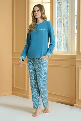 Pijadore 2216 (M-L-XL-XXL) Uzun Kollu Bayan Pijama Takım 4'lü