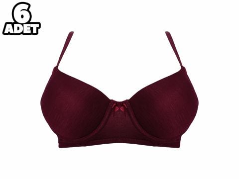 Liza 1019 Bordo Nefes Alan Bayan Destekli Sütyen 6'lı