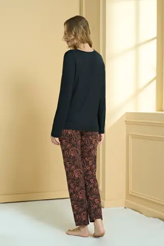 Pijadore 2257 (M-L-XL-XXL) Uzun Kollu Bayan Pijama Takım 4'lü