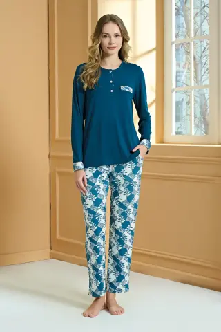 Pijadore 2245 (M-L-XL-XXL) Uzun Kollu Bayan Pijama Takım 4'lü