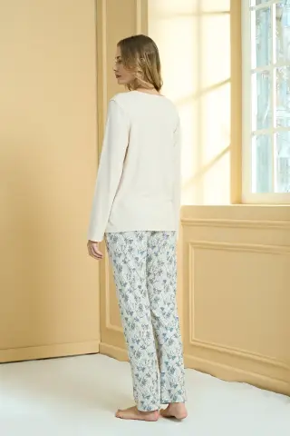 Pijadore 2242 (M-L-XL-XXL) Uzun Kollu Bayan Pijama Takım 4'lü