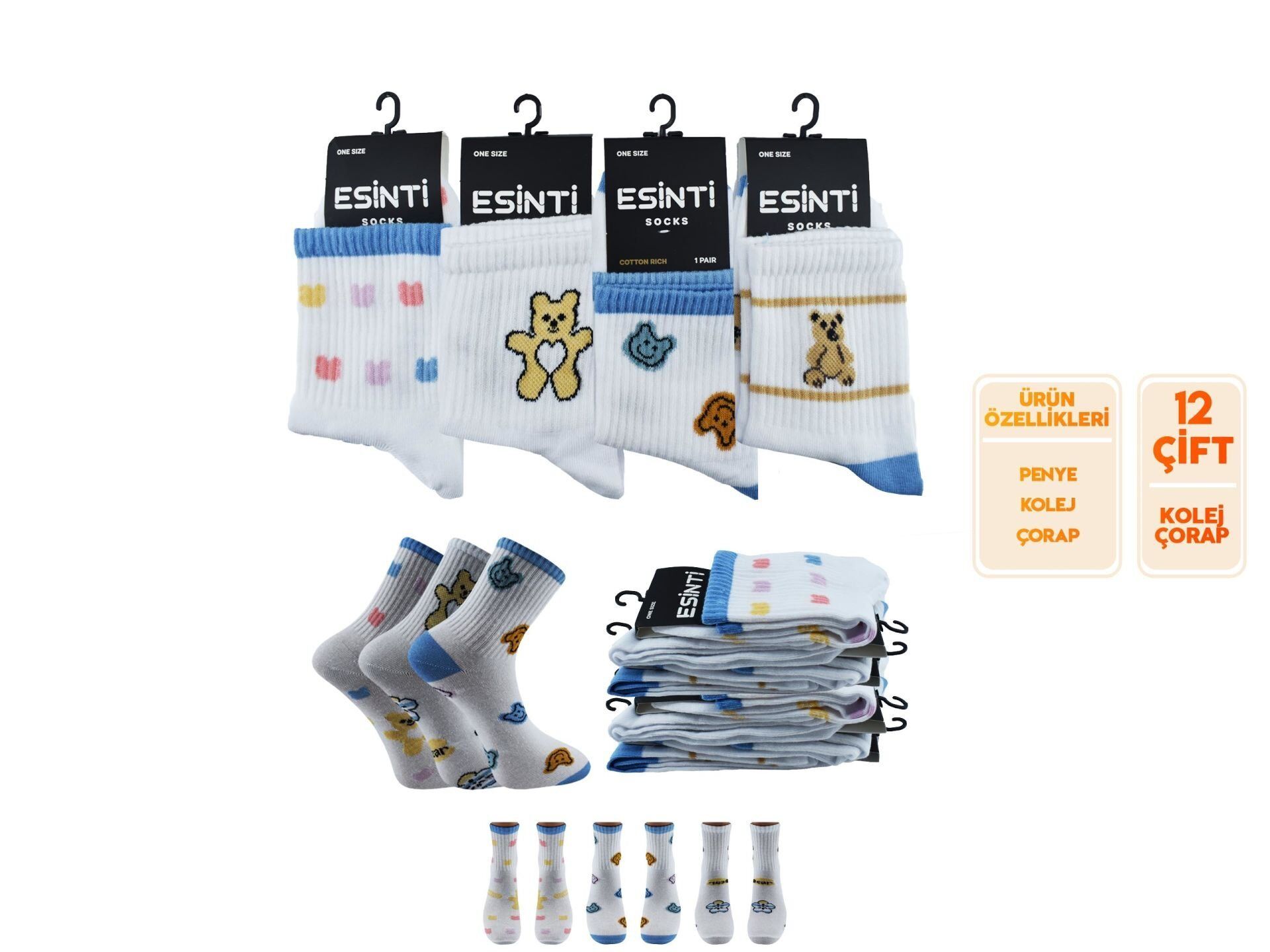 Esinti 123 Bayan Kolej Çorap 12'li