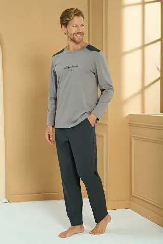 Pijadore 2285 (M-L-XL-XXL) Uzun Kollu Erkek Pijama Takım 4'lü