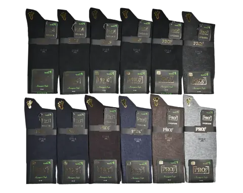 PRO 17619 Dikişsiz Likralı Erkek Bambu Çorap 12'li