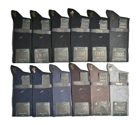 PRO 17652 Dikişsiz Likralı Erkek Bambu Çorap 12'li