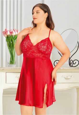 Miss Laris 4027 Battal Beden Bayan Saten Gecelik