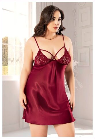 Miss Laris 4037 Battal Beden Bayan Saten Gecelik