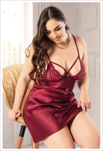 Miss Laris 4037 Battal Beden Bayan Saten Gecelik