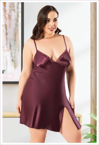 Miss Laris 4048 Battal Beden Bayan Saten Gecelik