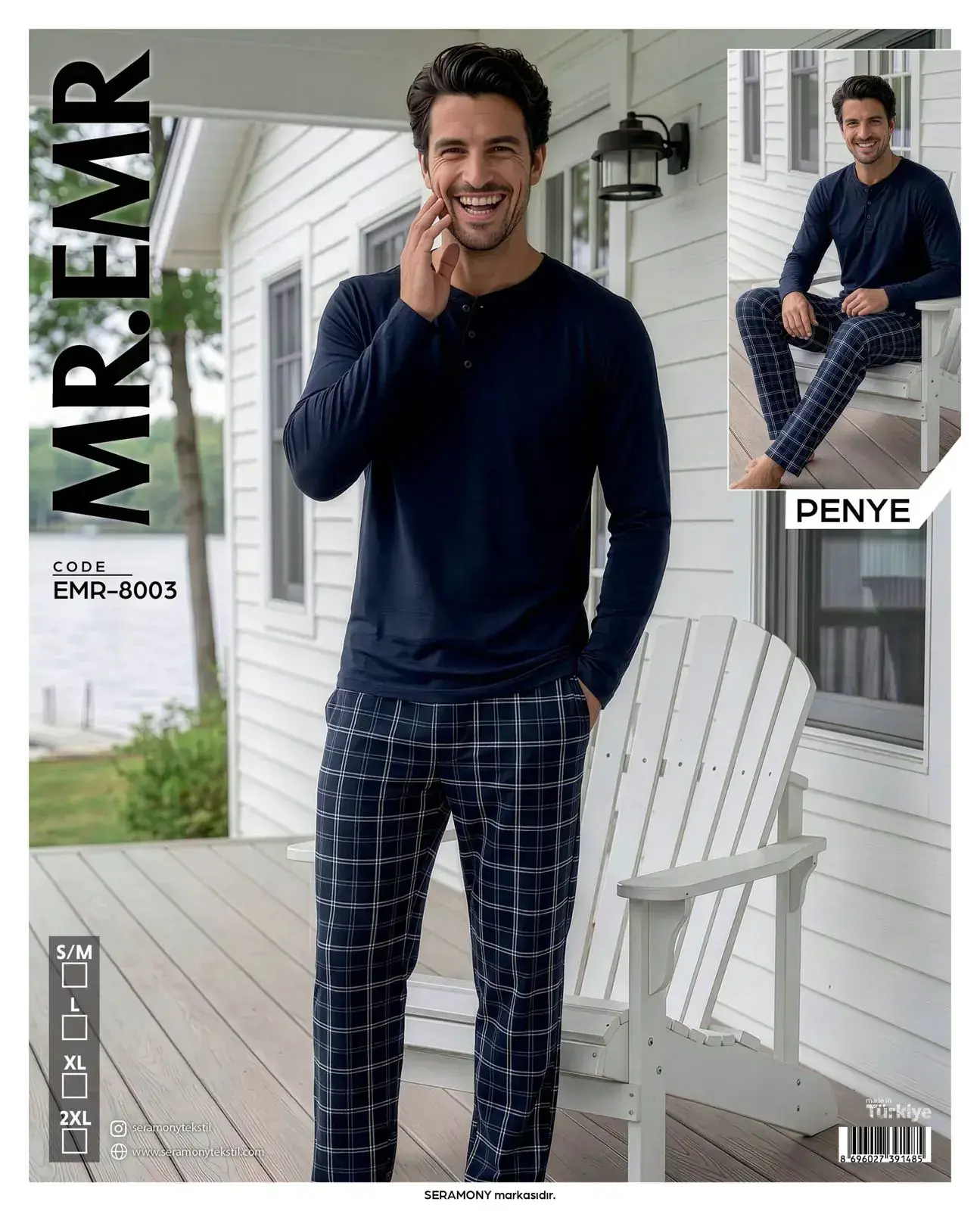 MR-EMR 8003 (M-L-XL-XXL) Penye Uzun Kollu Erkek Pijama Takımı 4'lü
