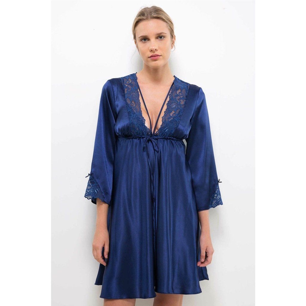 Pierre Cardin 4170 Saten Sabahlık Gecelik Takımı SİYAH - S