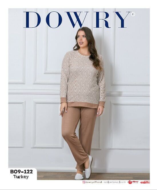 Dowry B09-122 (2XL-3XL-4XL-5XL) Uzun Kollu Bayan Pijama Takımı 4'lü