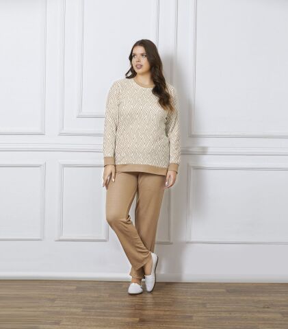 Dowry B09-122 (2XL-3XL-4XL-5XL) Uzun Kollu Bayan Pijama Takımı 4'lü