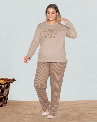 Dowry B09-131 (2XL-3XL-4XL-5XL) Uzun Kollu Bayan Pijama Takımı 4'lü