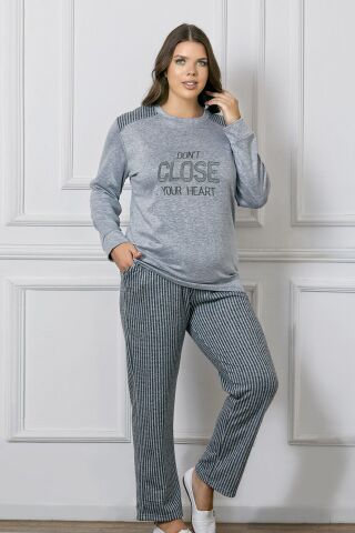 Dowry B09-131 (2XL-3XL-4XL-5XL) Uzun Kollu Bayan Pijama Takımı 4'lü