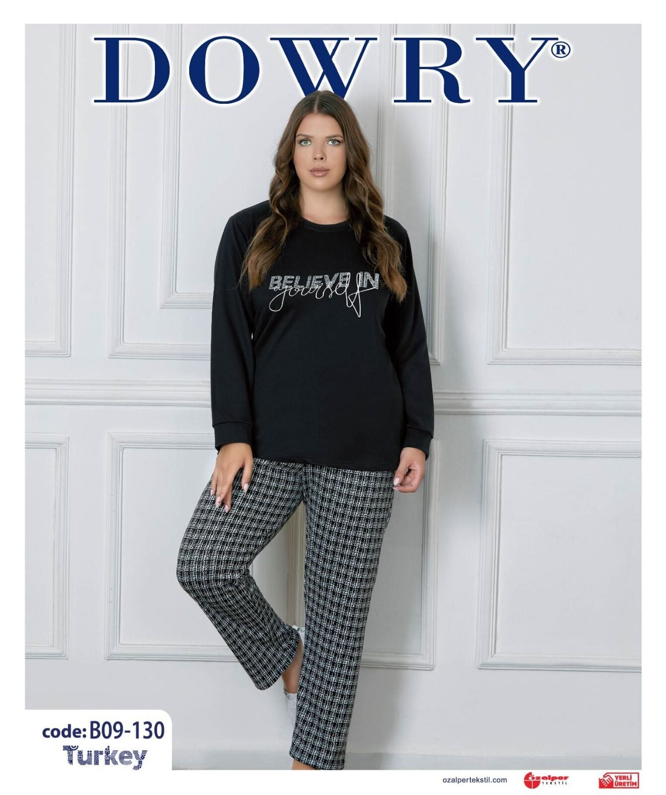 Dowry B09-130 (2XL-3XL-4XL-5XL) Uzun Kollu Bayan Pijama Takımı 4'lü