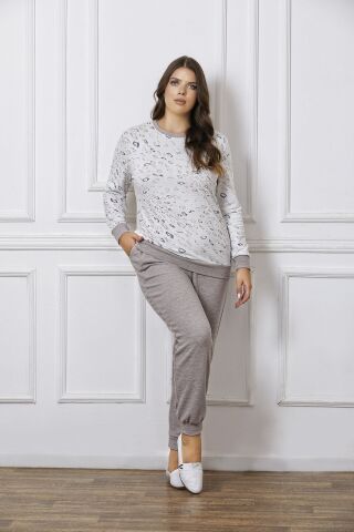 Dowry B09-121 (2XL-3XL-4XL-5XL) Uzun Kollu Bayan Pijama Takımı 4'lü