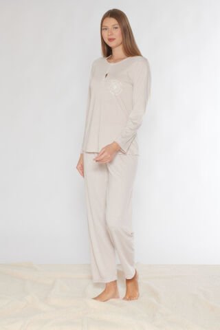 Alperi 790-74 (M-L-XL-XXL) Bayan Uzun Kollu Pijama Takım 4'lü