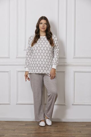 Dowry B09-123 (2XL-3XL-4XL-5XL) Uzun Kollu Bayan Pijama Takımı 4'lü