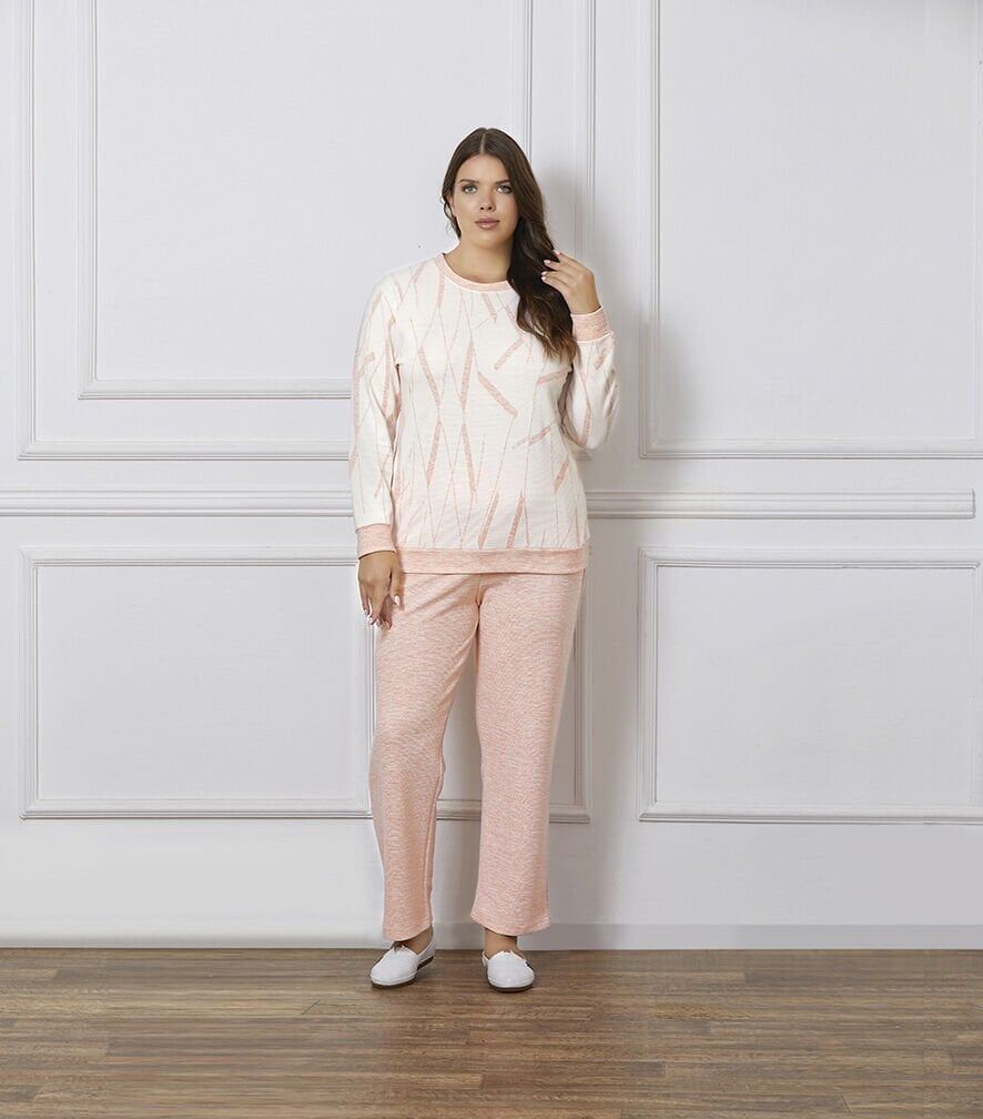 Dowry B09-126 (2XL-3XL-4XL-5XL) Uzun Kollu Bayan Pijama Takımı 4'lü