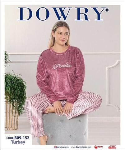 Dowry B09-152 (2XL-3XL-4XL-5XL) Uzun Kollu Bayan Pijama Takımı 4'lü