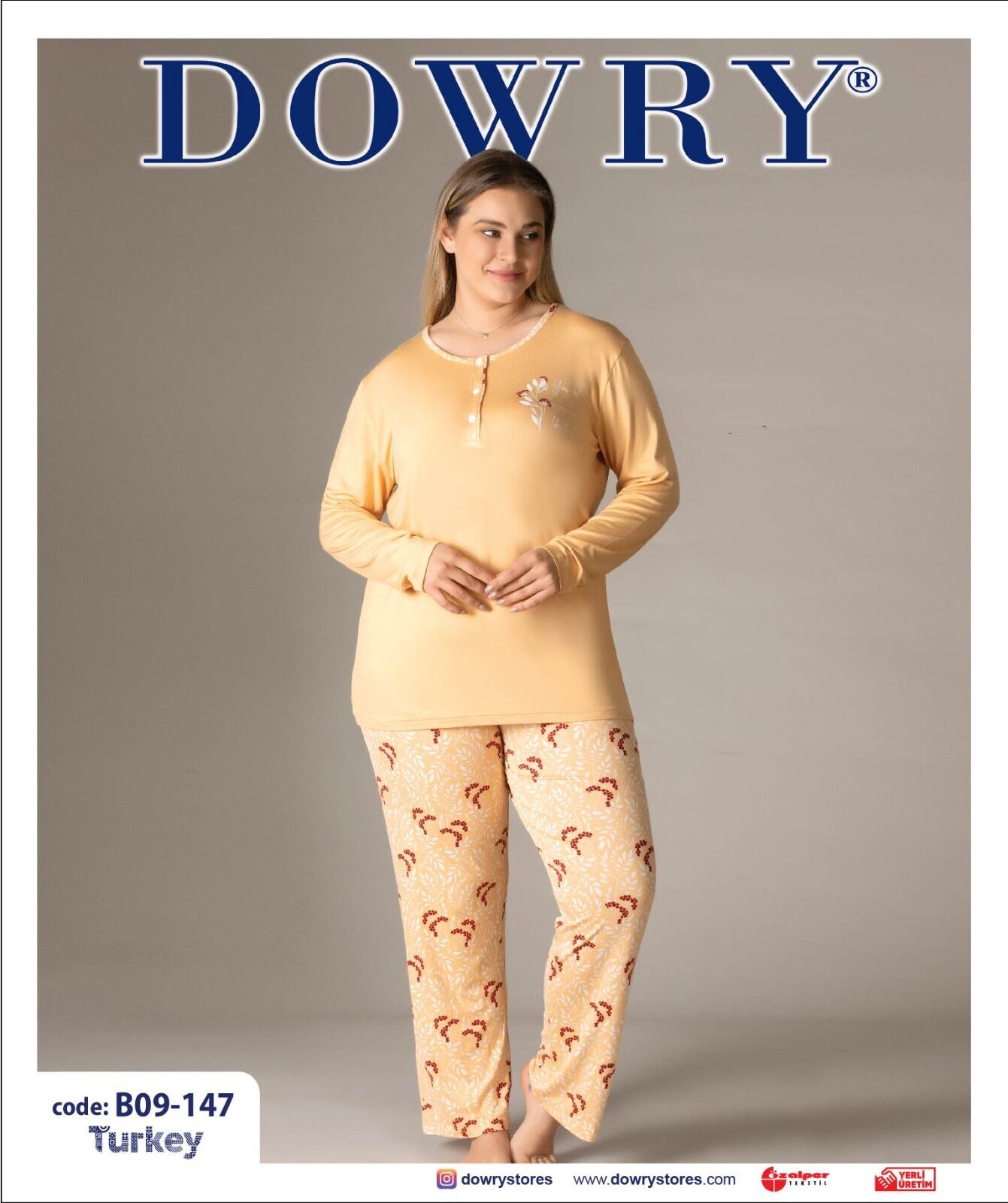 Dowry B09-147 (2XL-3XL-4XL-5XL) Uzun Kollu Bayan Pijama Takımı 4'lü