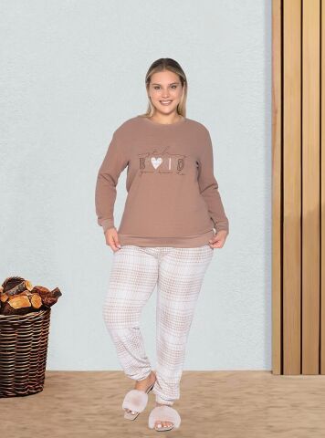 Dowry B09-120 (2XL-3XL-4XL-5XL) Uzun Kollu Bayan Pijama Takımı 4'lü
