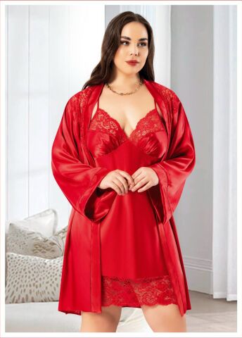 Miss Laris 6017 Battal Beden Bayan İkili Saten Takım