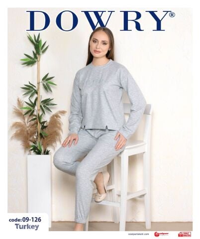 Dowry 09-126 (S-M-L-XL) Uzun Kollu Bayan Pijama Takımı 4'lü