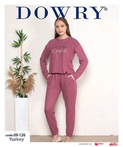 Dowry 09-126 (S-M-L-XL) Uzun Kollu Bayan Pijama Takımı 4'lü